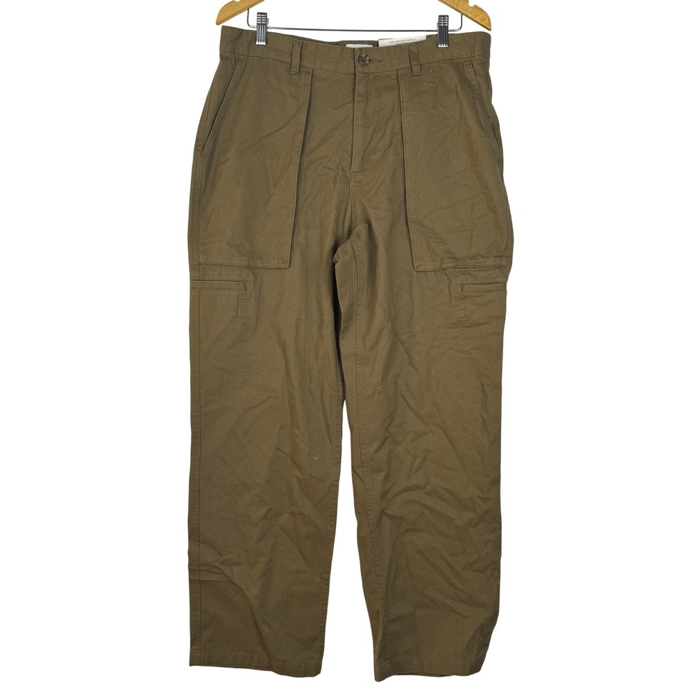 Mode of One Mens‎ Relaxed Fit Straight Leg Twill Pants Army Brown 33 100188087